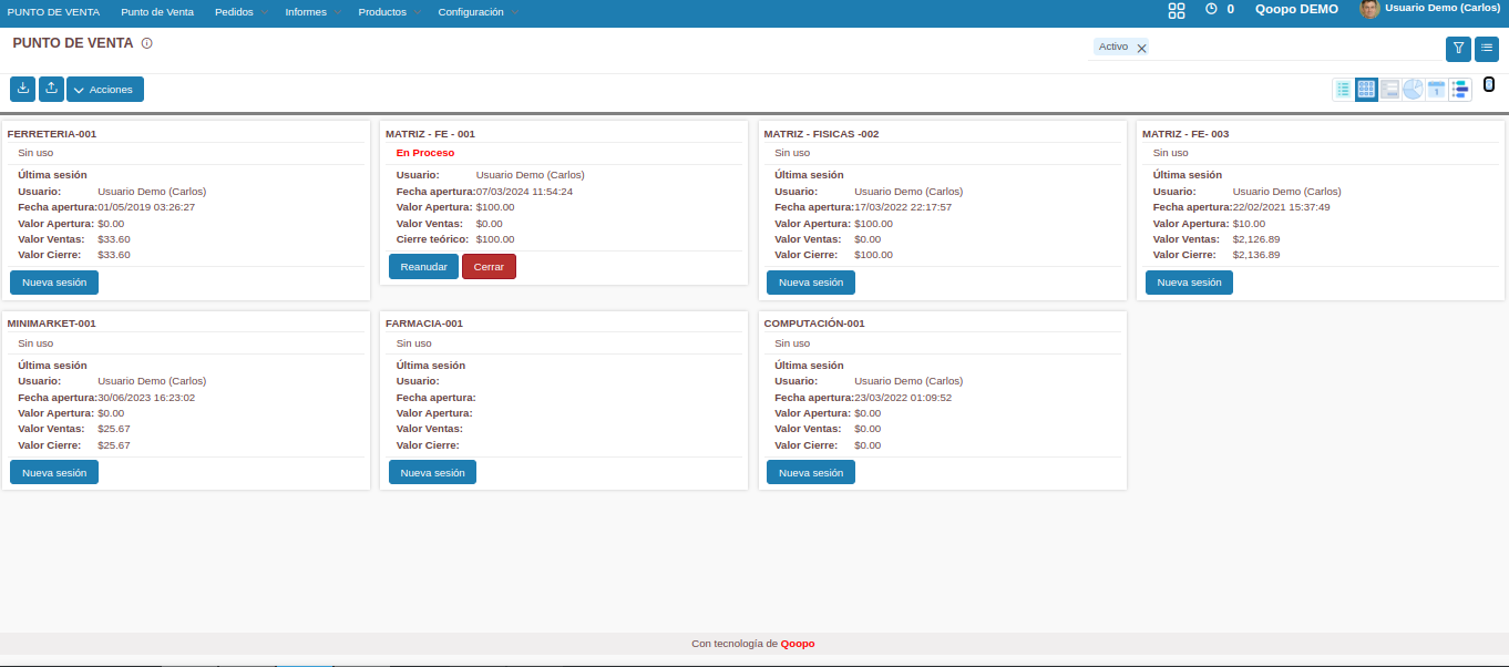 Captura de pantalla de Punto de Venta (POS)