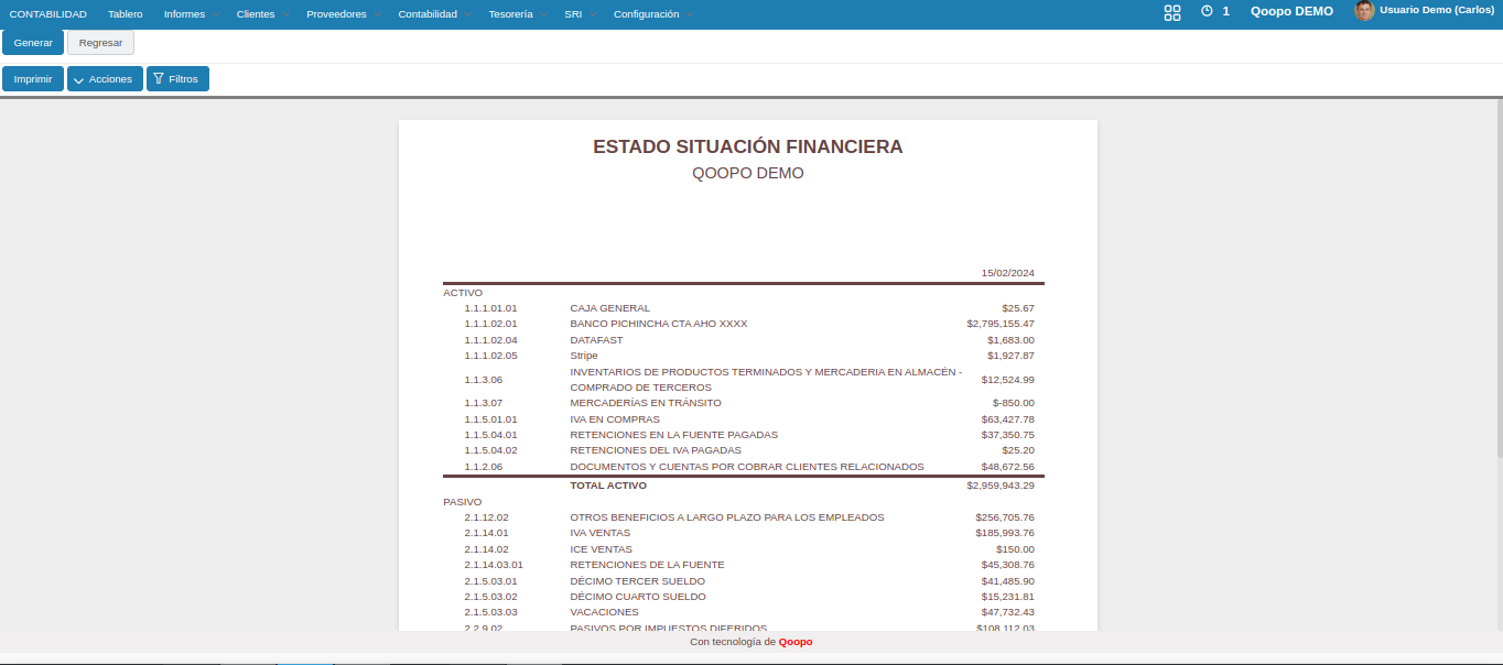 Interfaz de Contabilidad
