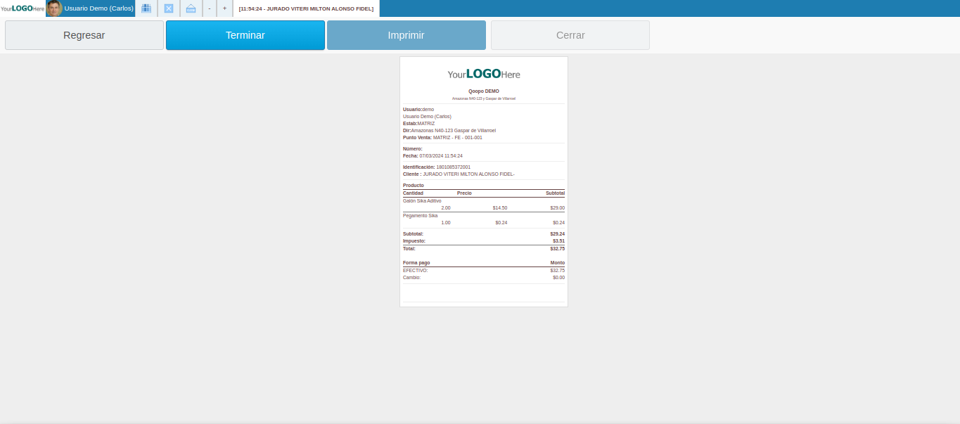 Interfaz de Punto de Venta (POS)