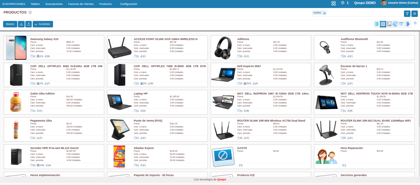 Interfaz de Suscripciones
