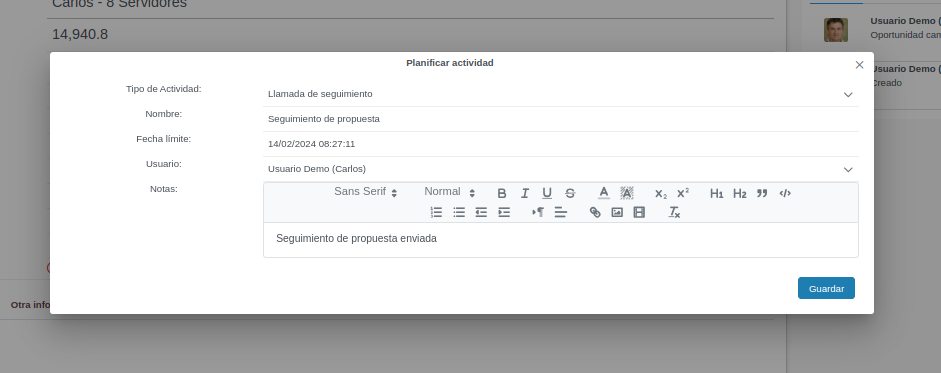 Interfaz de Ventas y CRM